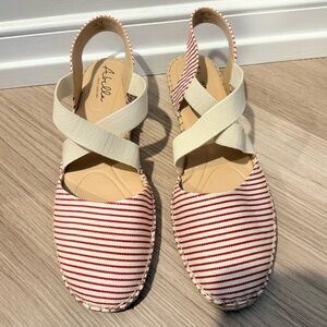 Abella Red and White Striped Espadrilles